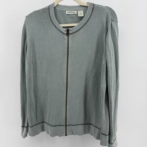 Orvis Womens M Zip up Cardigan Sage color Lightweight Fabric Classic Comfortable